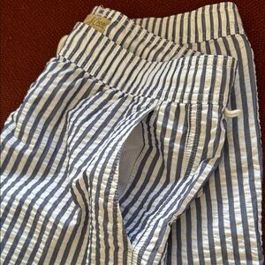 Blue and White Seersucker J Crew 6" Men's Swim Shorts